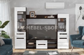 Мебель для гостиной МГС 6 (Исполнение 1/Венге/Белый глянец) в Горьковском - gorkovskoe.katalogmebeli.com | фото
